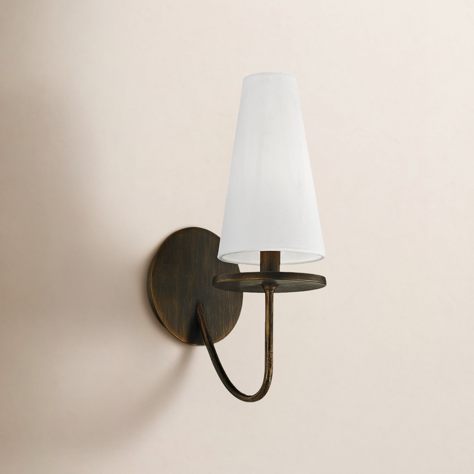 Walling Single Light Dimmable Armed Sconce, Textured Bronze