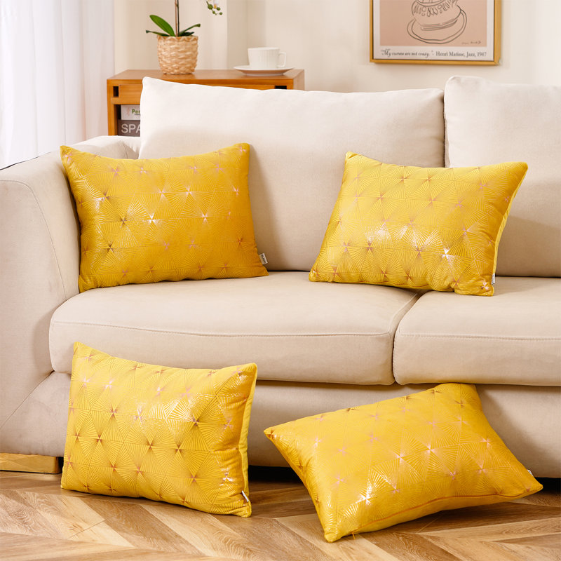 Jeté en velours, Polyester/ Bourre en polyester, Jaune
