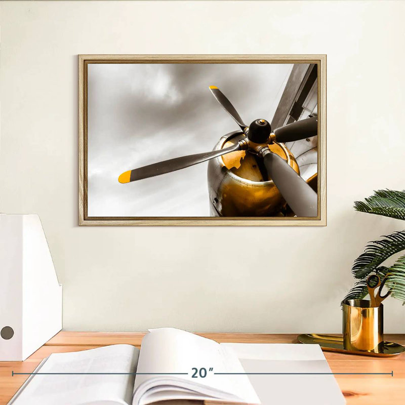 Old Propeller, 13" X 9", Floating Frame Natural Wood
