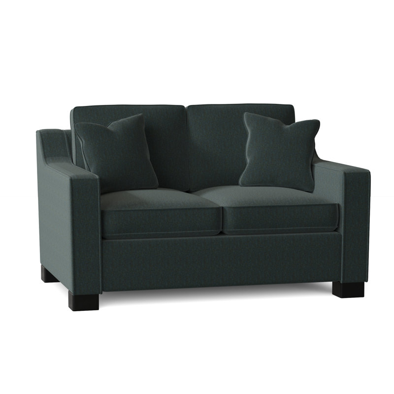 Causeuse à accoudoirs carrés de 56 po avec coussins réversibles Aceyon, Espresso, Bennett gris anthracite performance