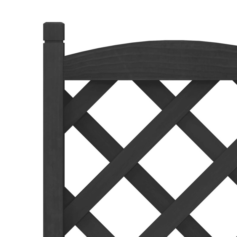 Black Solid Wood Fir Planter with Trellis and Wheels