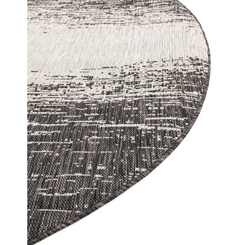 Pindall Charcoal Gray/Gray Indoor/Outdoor Rug, Round 7'10"