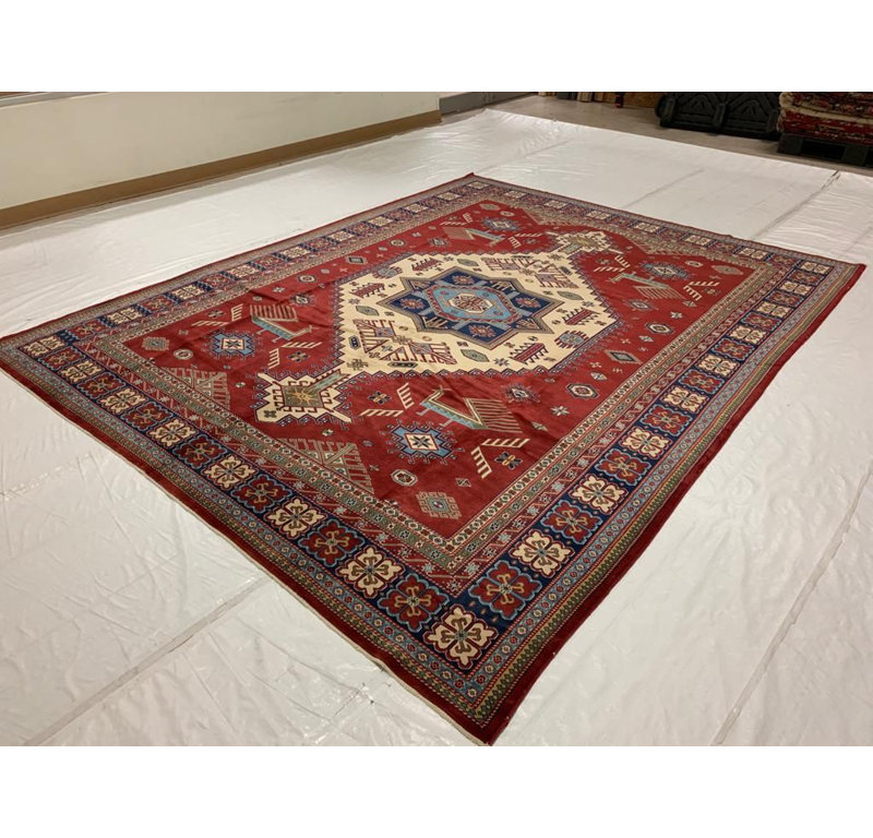 Tapis de style tribal rétro fait à la main 9 x 11 Anatolian