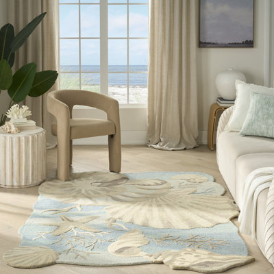 Rosecliff Heights Chizara Blue Coastal, Nautical & Beach Indoor Rug