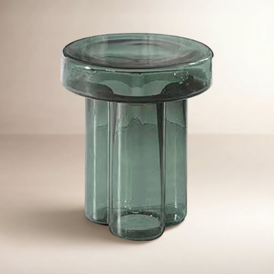 Halvorsen Kober Glass Pedestal End Table