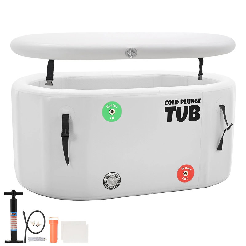 Inflatable Cold Plunge Tub for Recovery and Therapy for Athletes, Water Chiller Compatible Ice Baths, 26" H x 35" W x 59" L