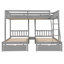 Lit superposé simple double au-dessus de simple et simple, bois massif et bois aggloméré, finition grise moderne avec tiroirs de rangement pour les chambres familiales