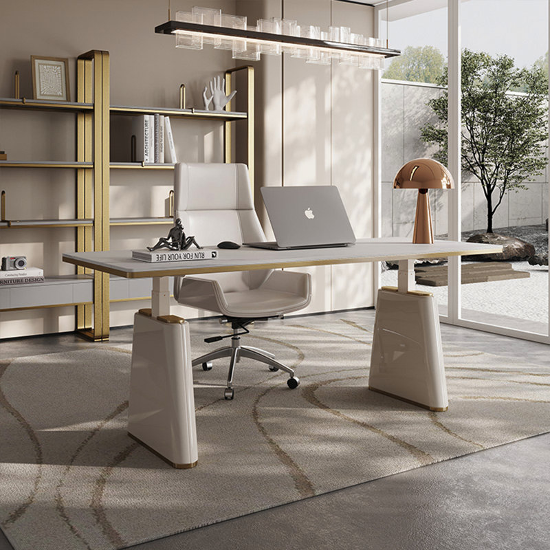 Bureau debout électrique italien italien en pierre frittée minimaliste, bureau d'ordinateur de qualité supérieure