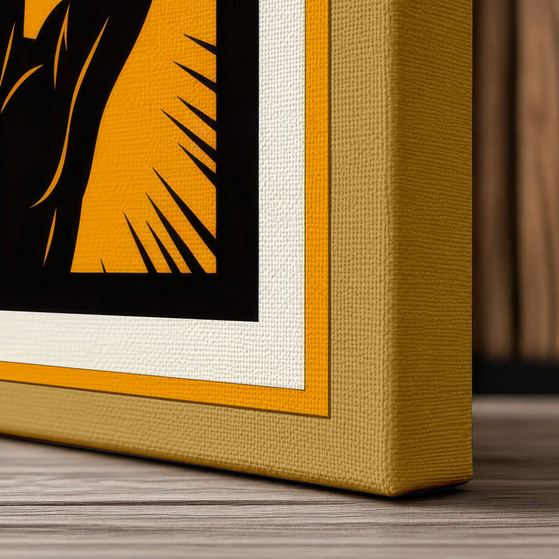 Fists Raised Retro 1 Piece Wrapped Canvas Wall Art, 36x24 - 91.4 x 61.0 cm, Ochre Border