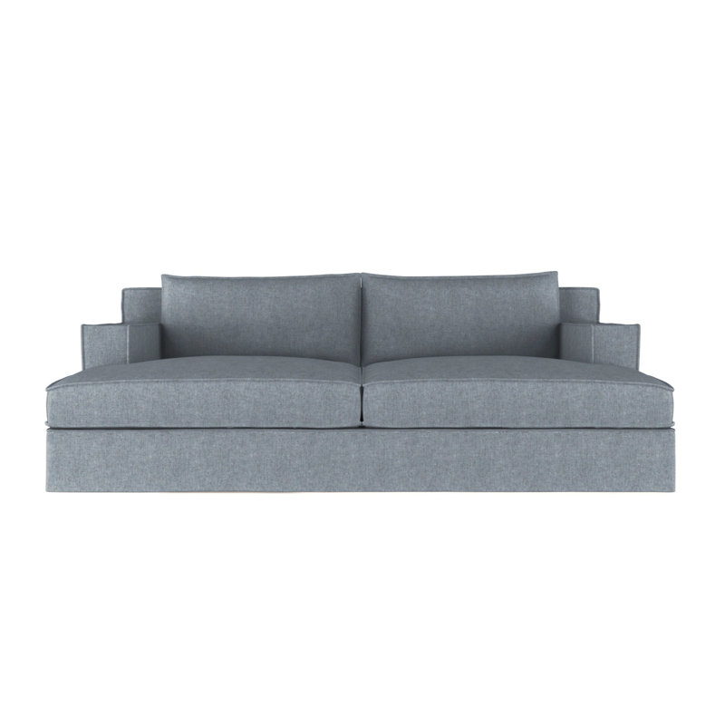 Mulberry Square Track-Arm Daybed with Flange Seam, Box Weave Linen Pumice, Weathered