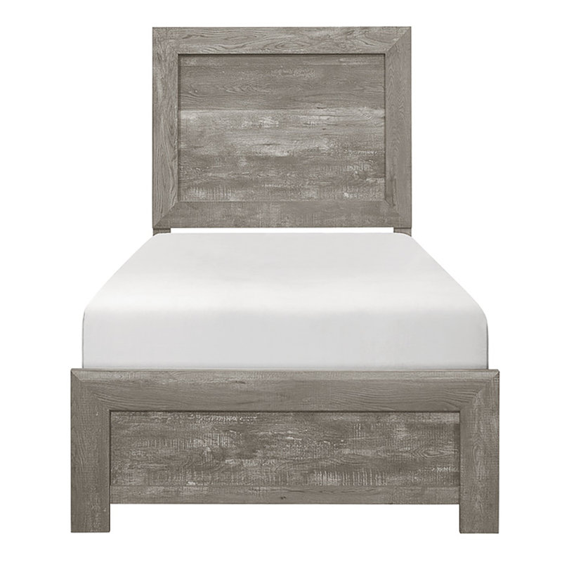 Lit standard à profil bas Claudette, Simple, Gris