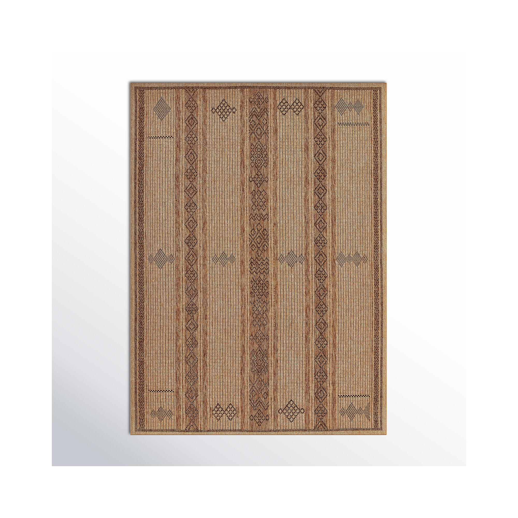 Ava Brown/Beige Indoor/Outdoor Rug, Rectangle 6'6" x 9'