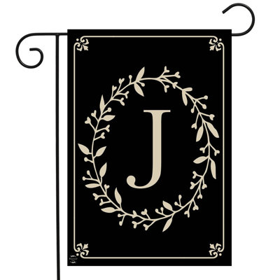  Drapeau de jardin classique avec monogramme lettre J