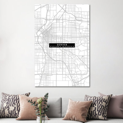 Denver City Map Minimal - Wrapped Canvas Print