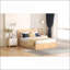 Lit plateforme double en bois de pin avec rangement à 2 tiroirs, aucun sommier nécessaire, ton de bois naturel pour la chambre à coucher