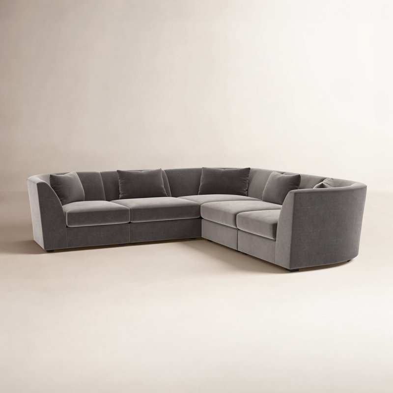 Krista 107" 5 - Piece Modular Curved Corner Sectional, Andrew Espresso Performance Chenille