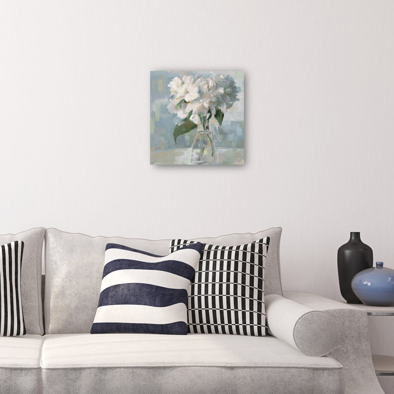 Large White Floral Canvas Art Print in Soft Pastel Colors
