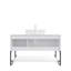 Meuble-lavabo autoportant de 48 pouces avec lavabo vasque, 3 portes, tablette ouverte, lavabo en céramique et comptoir en pierre frittée Carrara