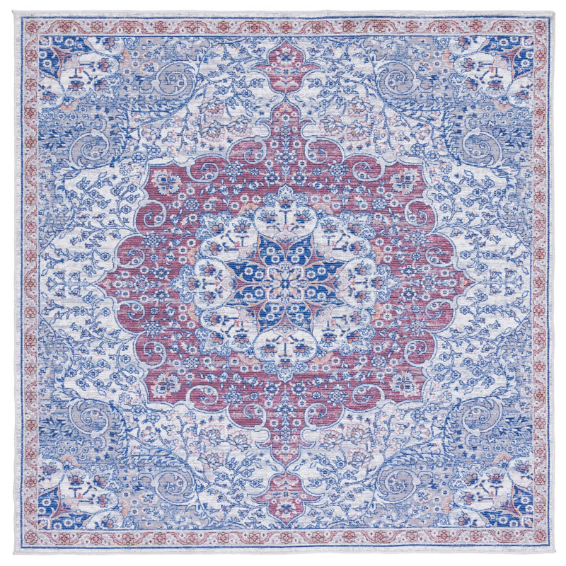 Kingsford Oriental Ivory/Red Area Rug, Square 6'7"