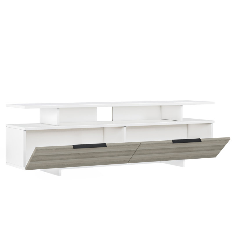 Keteri TV Stand for TVs up to 65", White/Grey Walnut