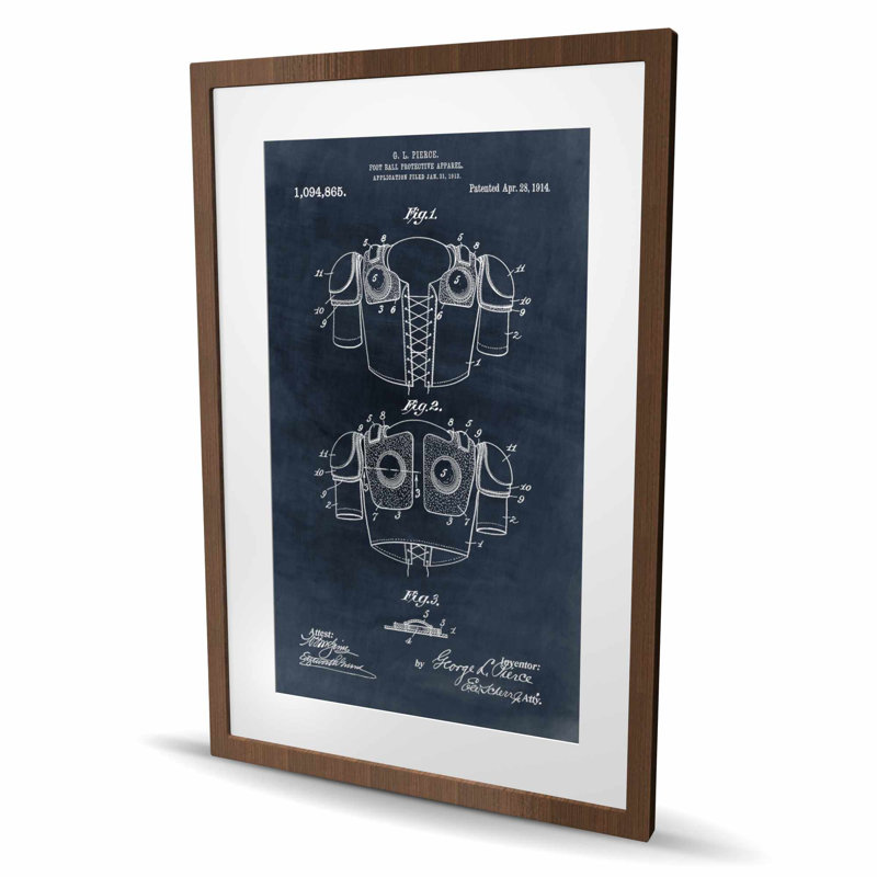 «Football Football Apparel Blueprint», reproduction encadrée rétro