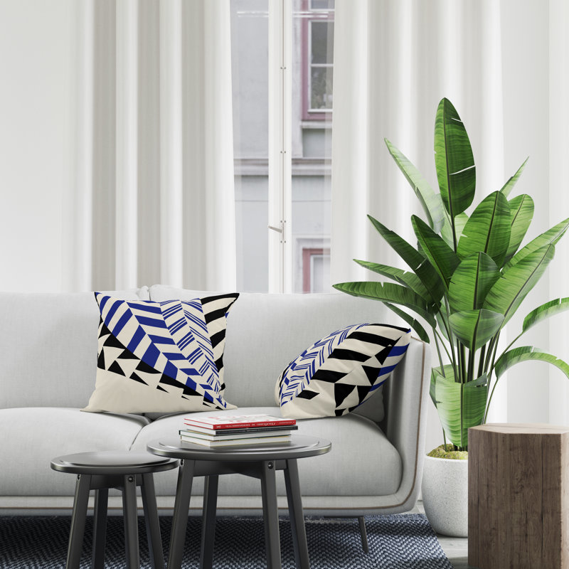 Jeté carré intérieur / extérieur en polyester Ikom, L 19 po x H 19 po, Bleu marine