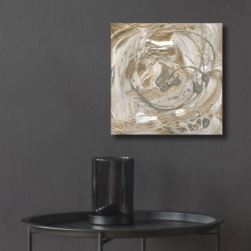 «Silver & Gold 1» par Alicia Ludwig, art mural en verre acrylique, H 12 po x l 12 po x P 0,13 po