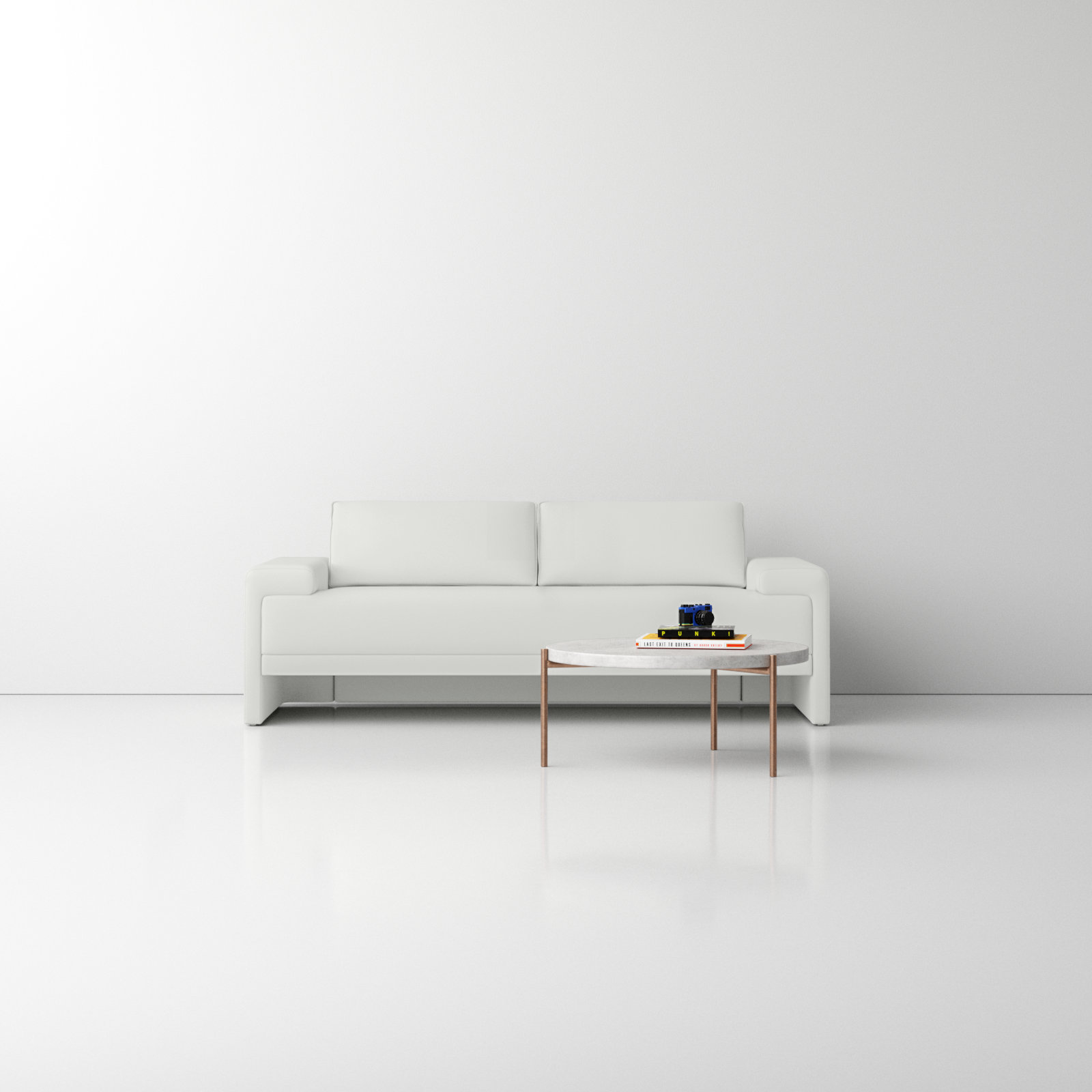 Iden Upholstered Sofa, White LiveSmart®, 32.25" H x 91" W x 37.1" D