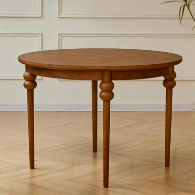 Modern Brown Round Solid Wood Dining Table
