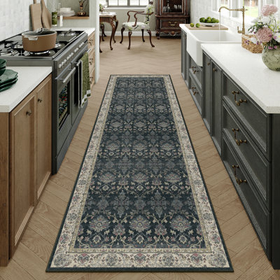 Orihue Vintage Black/Brown Area Rug for Living Room with Non-Slip Backing