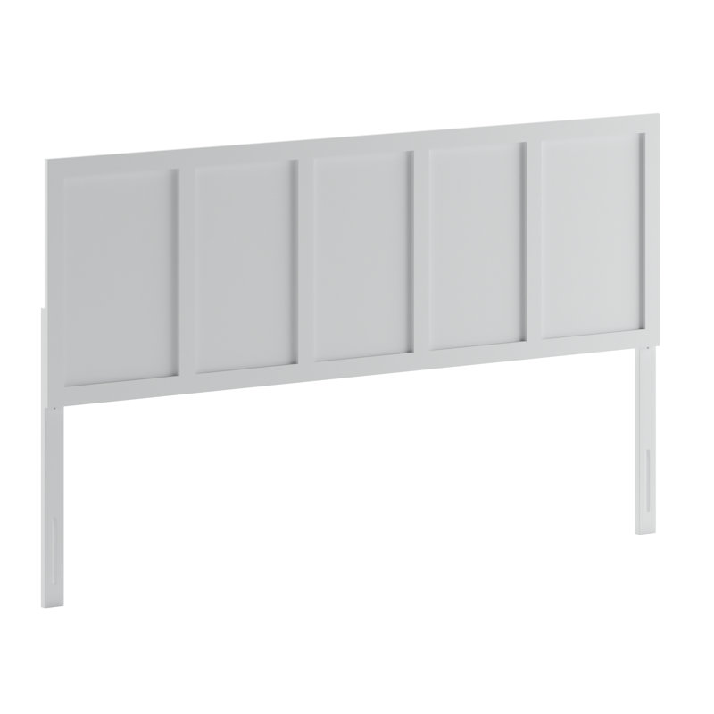 Raima Paneled Solid Wood Adjustable Headboard for Universal Metal Bed Frames, King, White