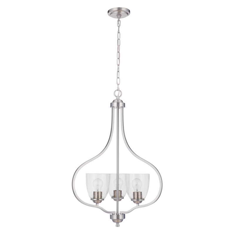 Lustre géométrique 3 lumières ombrées Yazzie, Nickel poli brossé, Martelée transparente