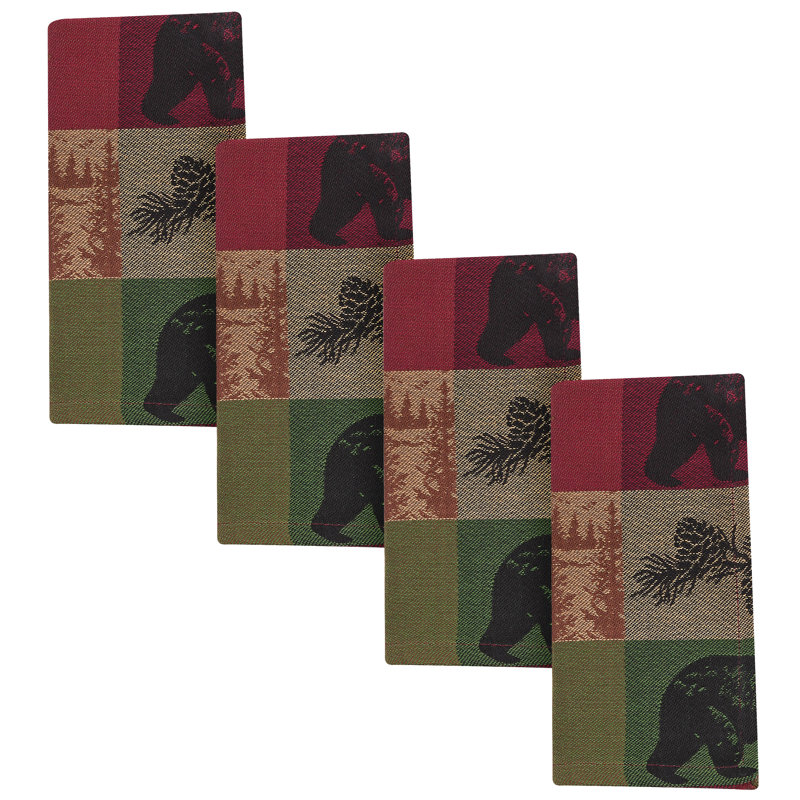  Pinecones And Trees Jacquard Multicolored Napkin Set of 4