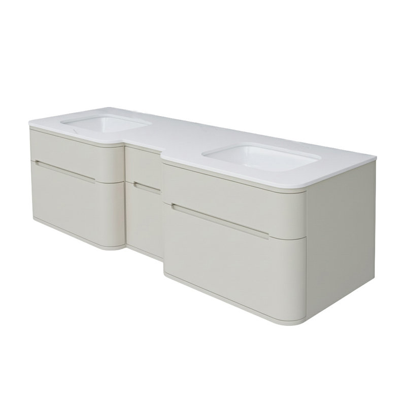 Eleganza 71.5'' W Double Vanity, Matte White, Cloud, Wall Mount