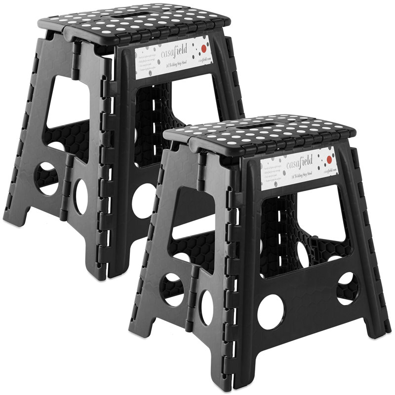 1 - Step Plastic Folding Step Stool, Black