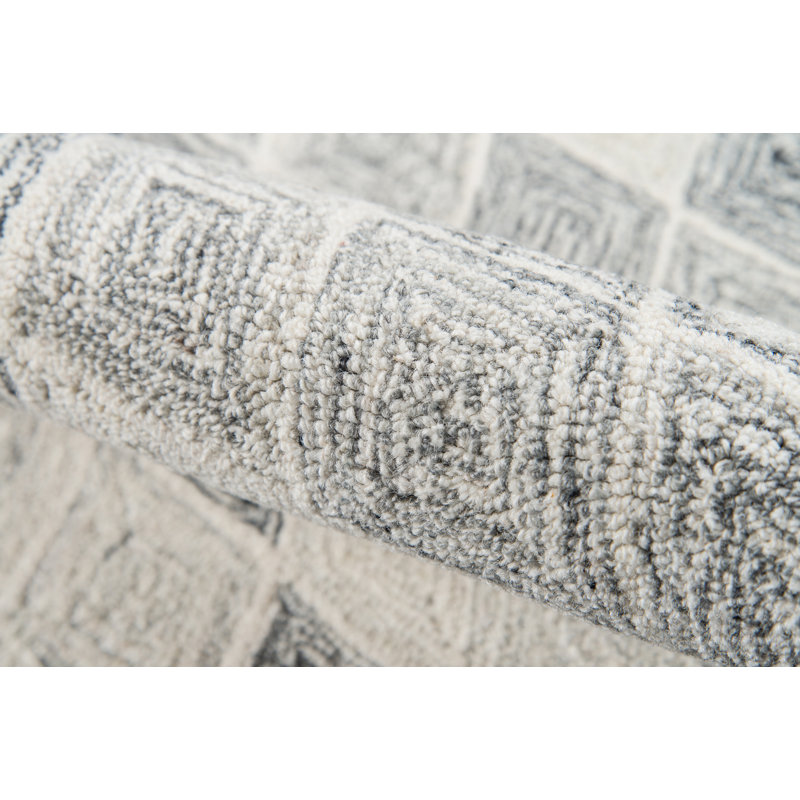 Tapis gris en laine touffeté à la main Harmond, Rectangle 3 pi x 5 pi