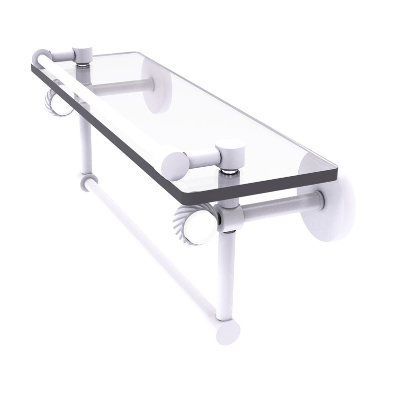 Tablette murale galerie de verre Margolis, H 6,7 po x l 16 po x p 5,8 po, Blanc mat