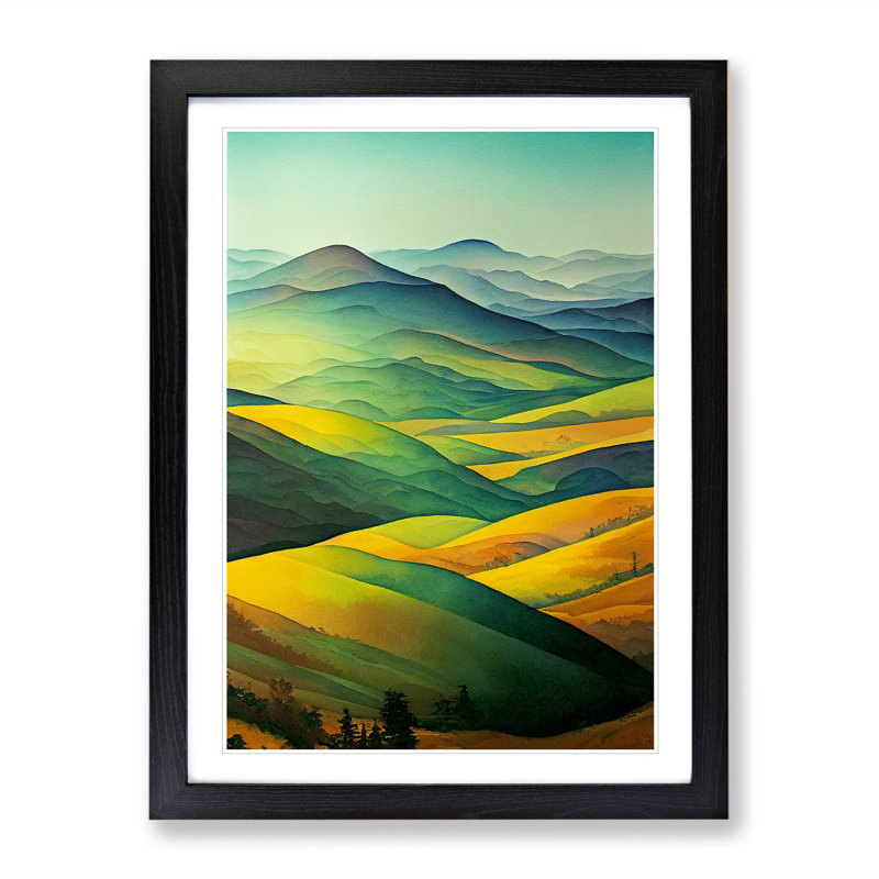 Meadow Landscape No.3 - Framed Print, Black, 64cm H x 46cm W x 2cm D