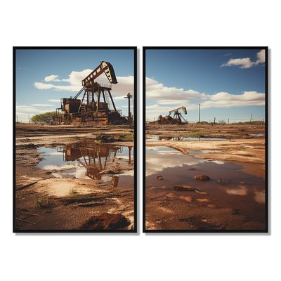 Photographie de champ de pétrole du Texas - art mural beige