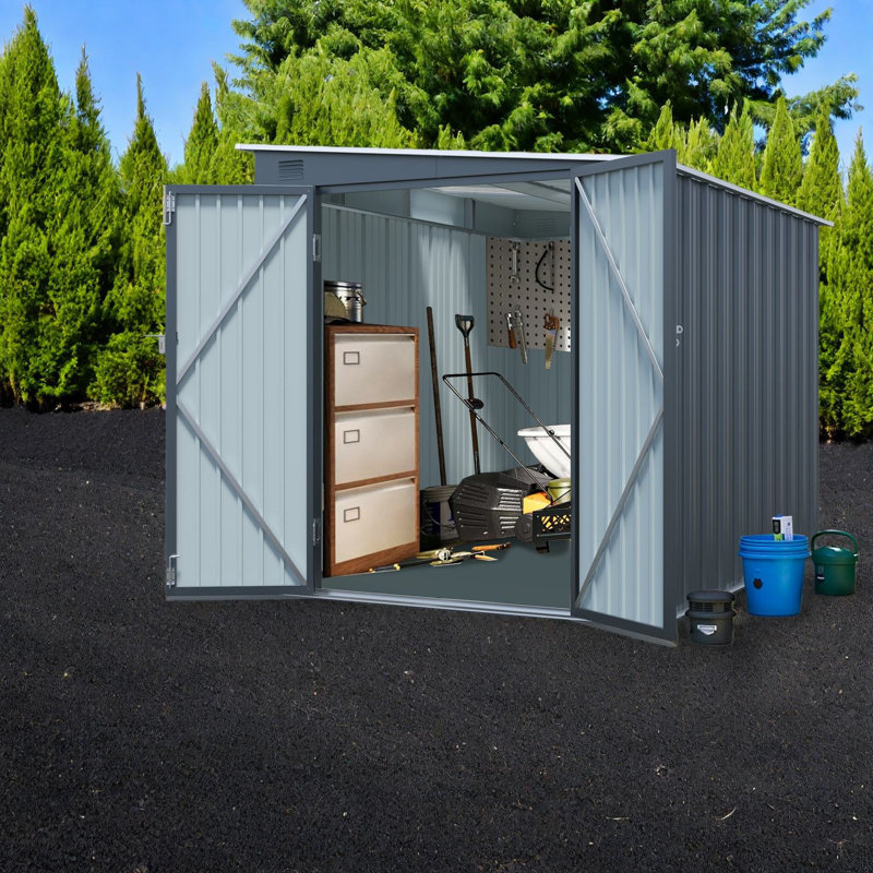 Remises en métal peu encombrantes avec portes verrouillables pour outils de jardin