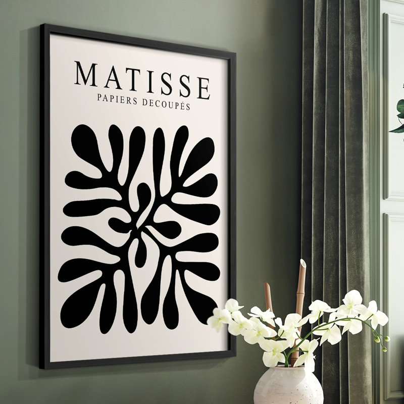 Matisse CXLIII Framed Print - Solid Wood, 20" H x 16" W, Black