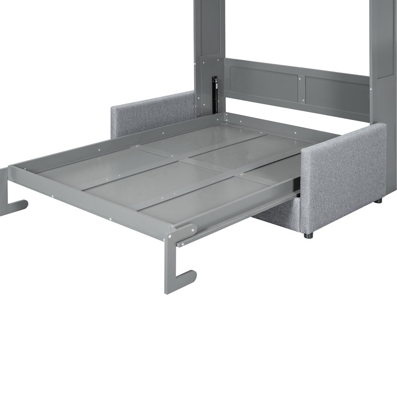 Lit double en gris, lit multifonctionnel, espace de couchage confortable, cachette facile à utiliser