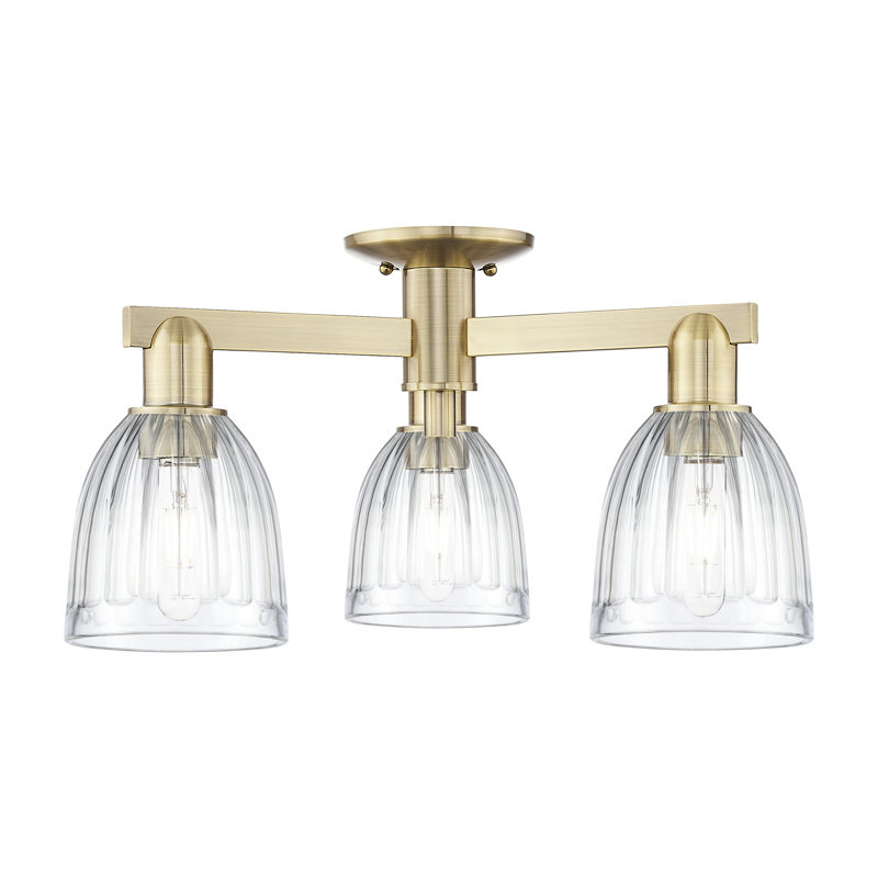 Plafonnier semi-encastré 3 lumières Arcadia - Cozine, Laiton antique