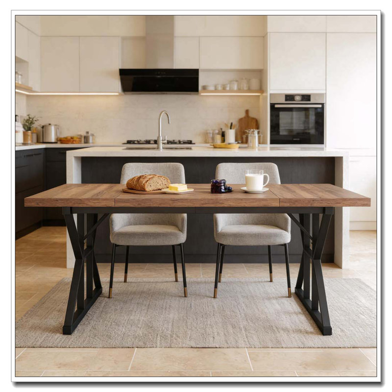 Table de cuisine, table de salle à manger, Noir, noyer