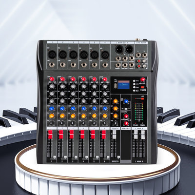 6 Channel Audio Mixer with Bluetooth, USB & 48V Phantom Power
