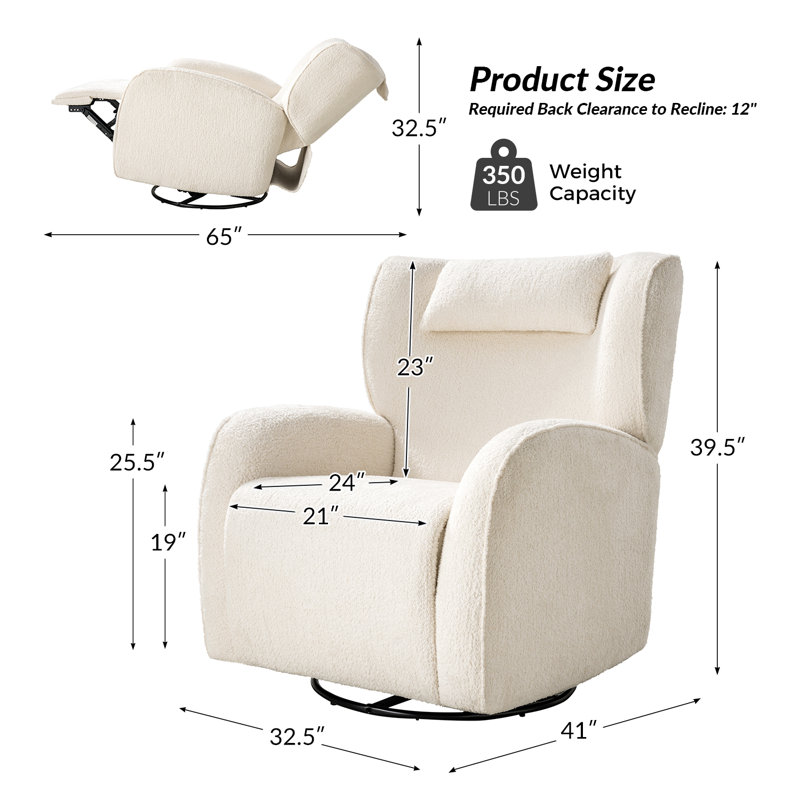 Fauteuil inclinable et pivotant Axel, Ivoire ivoire