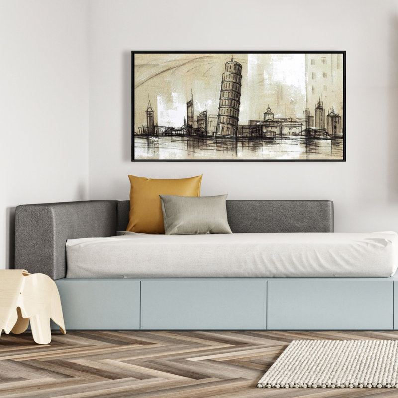 Pise tower sketch - 24"x48" Framed canvas