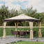 Pavillon de jardin extérieur avec filet et rideaux, pavillon de patio avec toit souple à 2 niveaux et structure en acier pour jardin, cour et terrasse