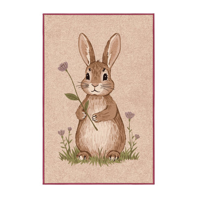 Soft Plush Fellman Easter Modern & Contemporary Abstract Area Rug in Beige – Rose Binding