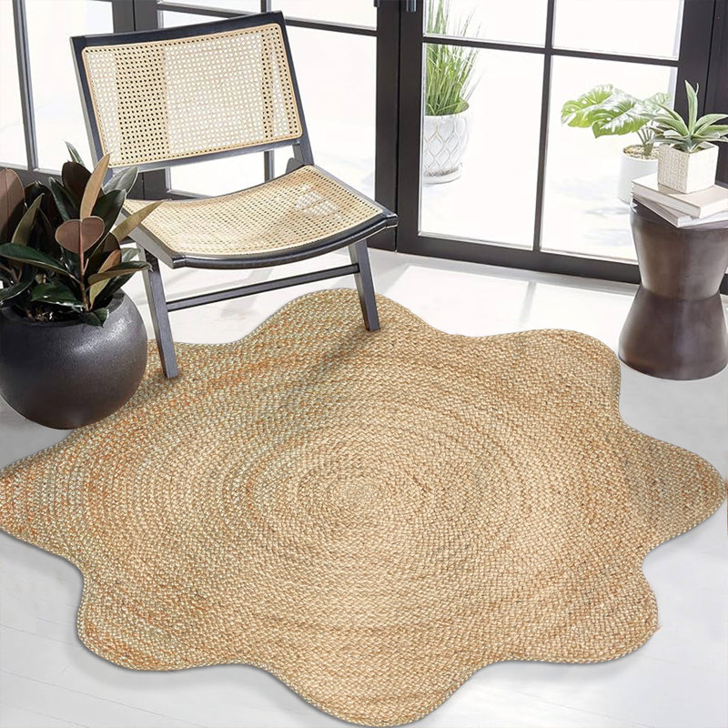 Tapis en jute fleur tressé, Nouveauté 4 pi x 4 pi